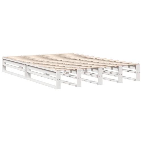 Seng med reol uden madras 140x190 cm massivt fyrretræ hvid
