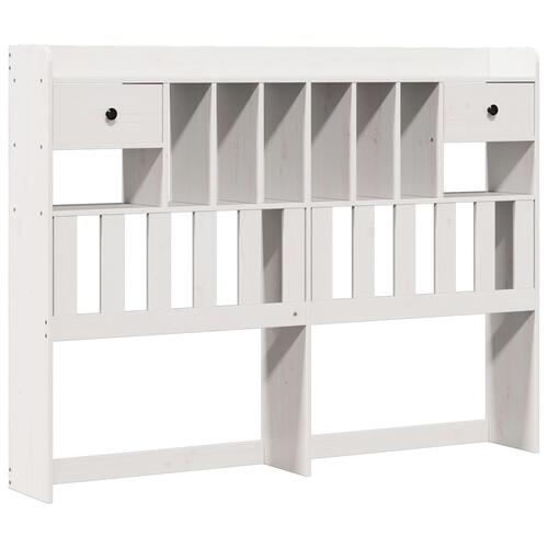 Seng med reol uden madras 140x190 cm massivt fyrretræ hvid