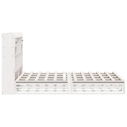 Seng med reol uden madras 140x190 cm massivt fyrretræ hvid