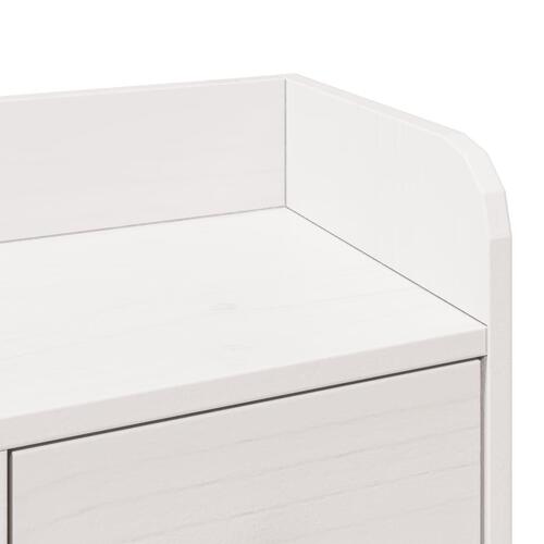 Seng med reol uden madras 140x190 cm massivt fyrretræ hvid