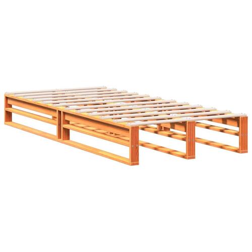 Seng med reol uden madras 90x190 cm massivt fyrretræ gyldenbrun