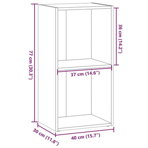 Bogreol 40x30x77 cm konstrueret træ røget egetræsfarve