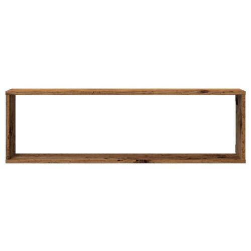 Væghylder 2 stk. 100x15x30 cm kubeformet antikt trælook