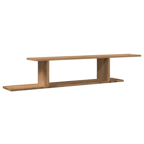 Væghængt tv-hylde 125x18x23 cm konstrueret træ kunsteg