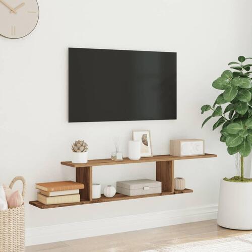 Væghængt tv-hylde 125x18x23 cm konstrueret træ kunsteg