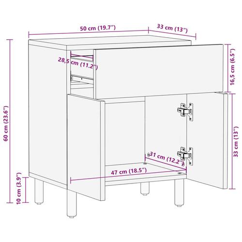Sengebord 50x33x60 cm konstrueret træ sort