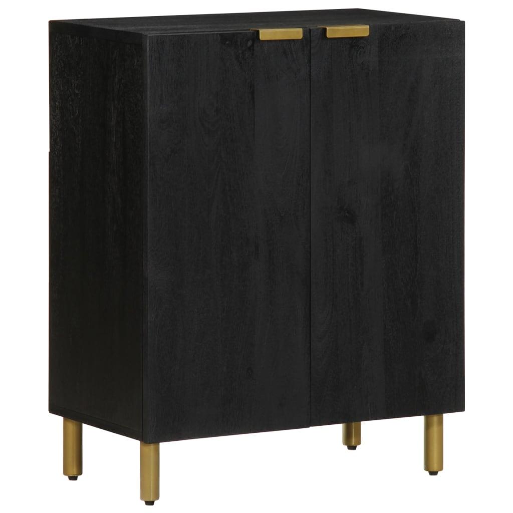 Skab 60×33×75 cm i konstrueret træ - sort med metalfødder billede