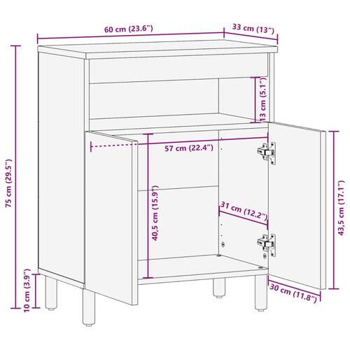 Skab 60x33x75 cm konstrueret træ sort