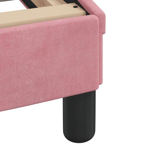 Sengeramme med LED-lys 140x200 cm velour pink