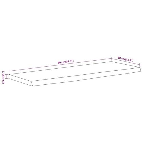 Væghylde 80x30x2,5 cm rektangulær massivt akacietræ