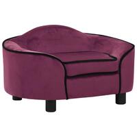 Hundesofa 67x47x36 cm plys bordeauxfarvet