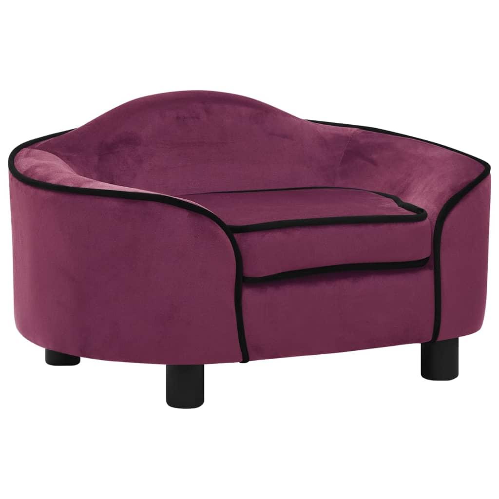 Hundesofa 67x47x36 cm plys bordeauxfarvet