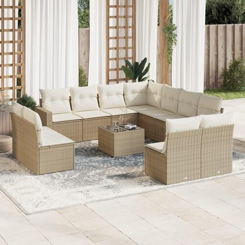 Sofasæt til haven 12 dele med hynder polyrattan beige