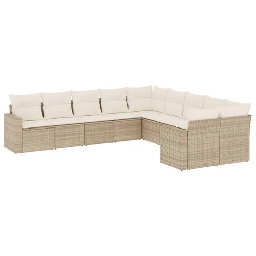 Sofasæt til haven 10 dele med hynder polyrattan beige