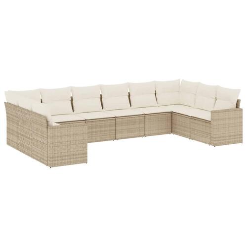 Sofasæt til haven 10 dele med hynder polyrattan beige