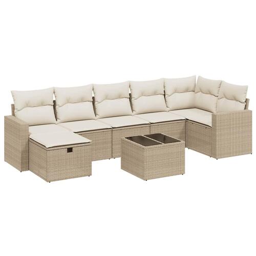 Sofasæt til haven 8 dele med hynder polyrattan beige