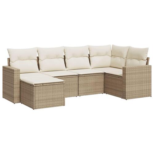 Sofasæt til haven 6 dele med hynder polyrattan beige