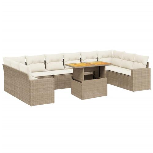 Sofasæt til haven 11 dele med hynder polyrattan beige