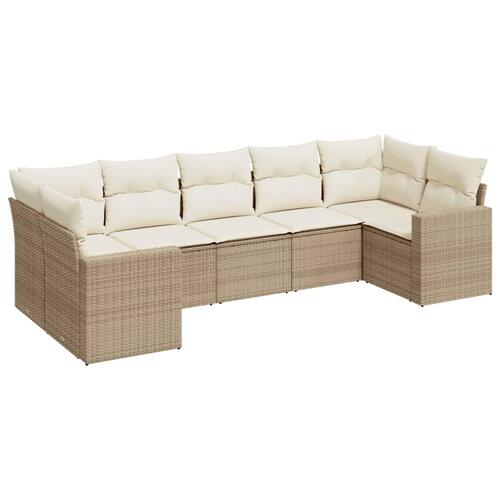 Sofasæt til haven 7 dele med hynder polyrattan beige