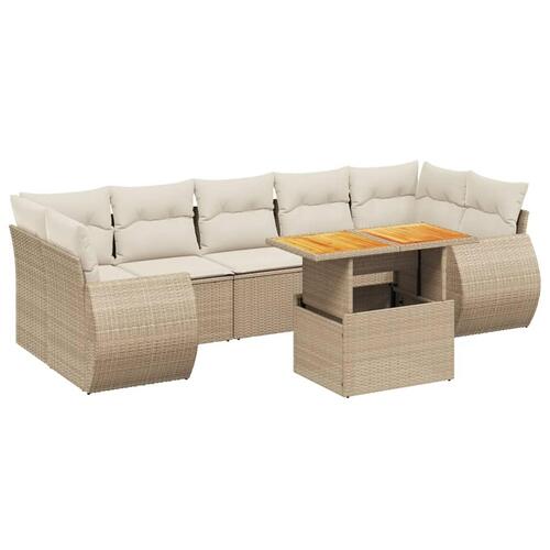 Sofasæt til haven 8 dele med hynder polyrattan beige