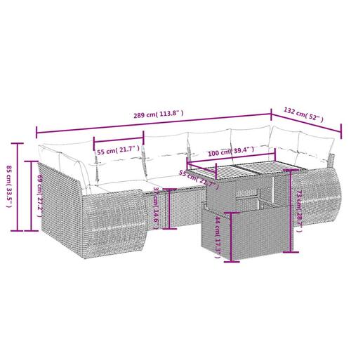 Sofasæt til haven 8 dele med hynder polyrattan beige