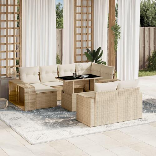 Sofasæt til haven 11 dele med hynder polyrattan beige