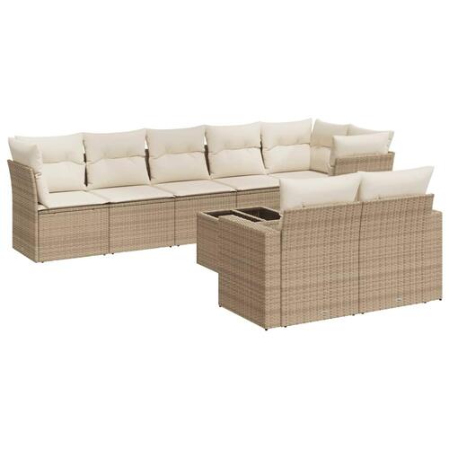 Sofasæt til haven 9 dele med hynder polyrattan beige