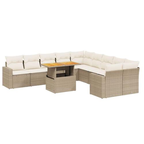Sofasæt til haven 11 dele med hynder polyrattan beige