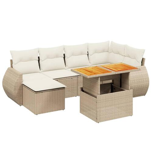 Sofasæt til haven 7 dele med hynder polyrattan beige