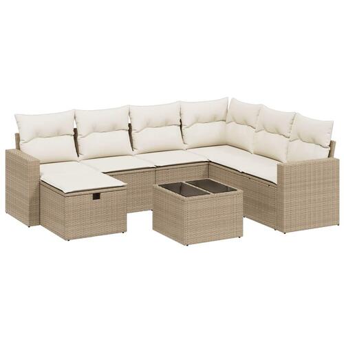 Sofasæt til haven 8 dele med hynder polyrattan beige