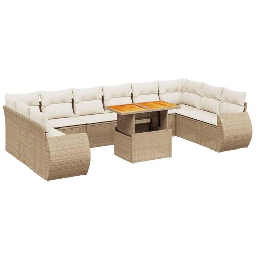 Sofasæt til haven 11 dele med hynder polyrattan beige
