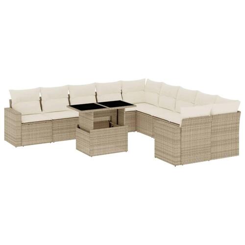 Sofasæt til haven 11 dele med hynder polyrattan beige