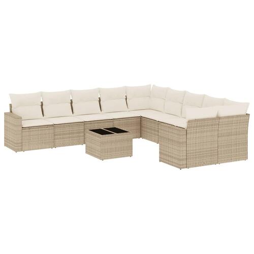 Sofasæt til haven 11 dele med hynder polyrattan beige