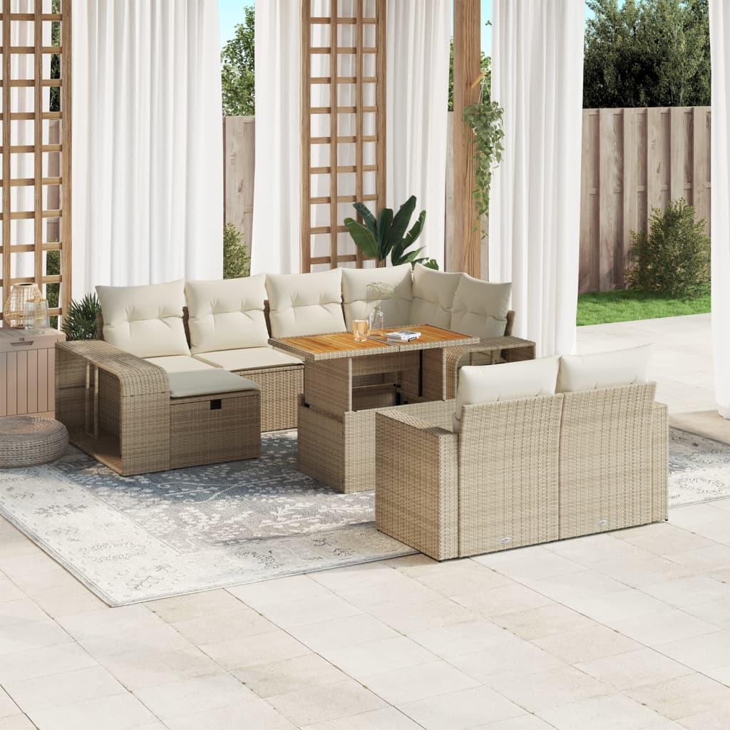 Sofasæt til haven 11 dele med hynder polyrattan beige