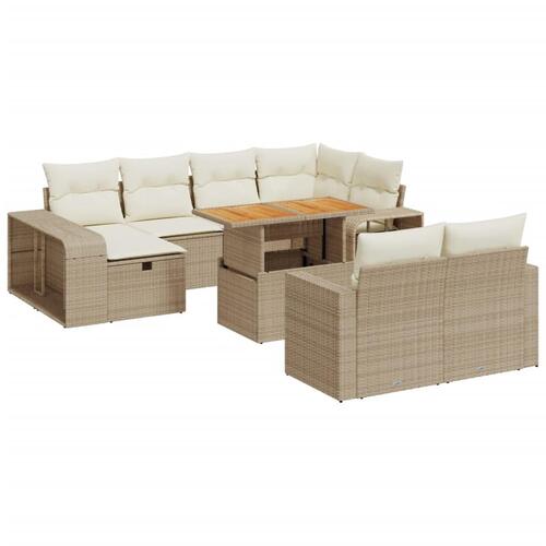 Sofasæt til haven 11 dele med hynder polyrattan beige
