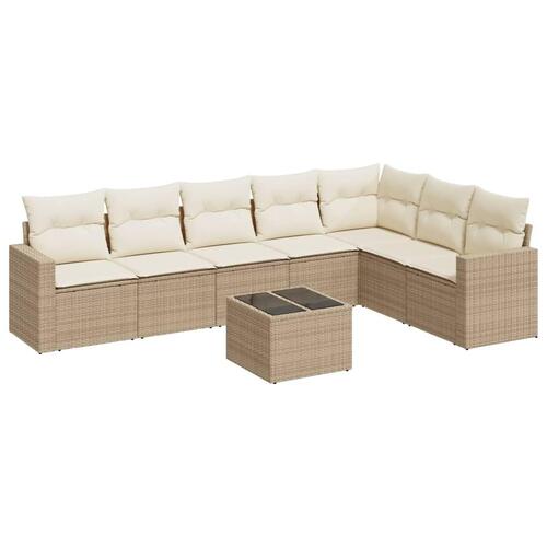 Sofasæt til haven 8 dele med hynder polyrattan beige