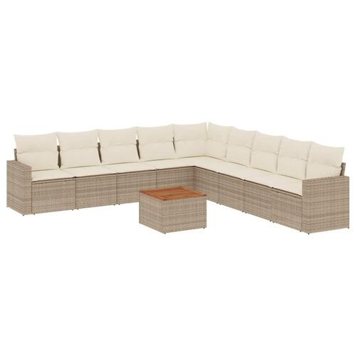 Sofasæt til haven 10 dele med hynder polyrattan beige