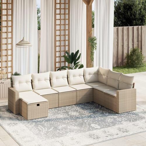Sofasæt til haven 8 dele med hynder polyrattan beige