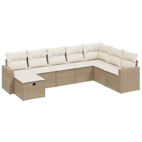 Sofasæt til haven 8 dele med hynder polyrattan beige