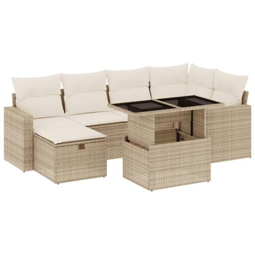 Sofasæt til haven 7 dele med hynder polyrattan beige
