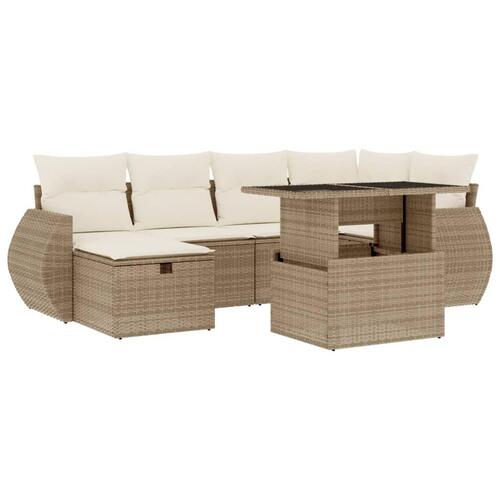Sofasæt til haven 7 dele med hynder polyrattan beige
