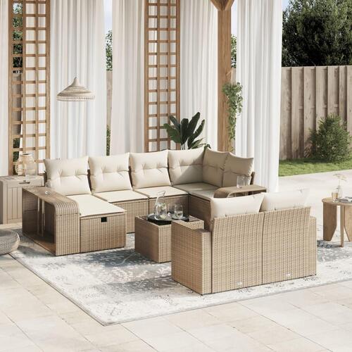 Sofasæt til haven 11 dele med hynder polyrattan beige