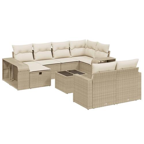 Sofasæt til haven 11 dele med hynder polyrattan beige