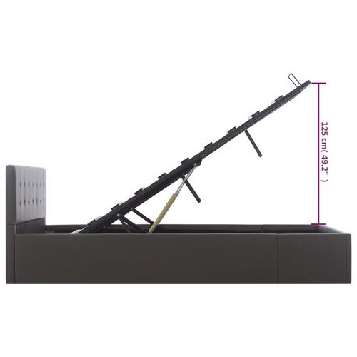 Hydraulisk opbevaringsseng 140x200 cm kunstlæder grå