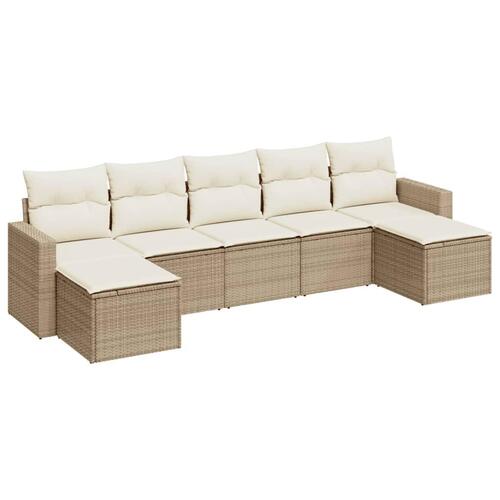 Sofasæt til haven 7 dele med hynder polyrattan beige