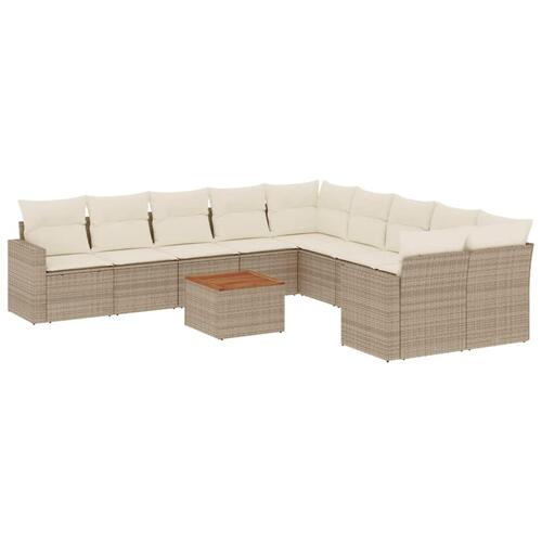 Sofasæt til haven 11 dele med hynder polyrattan beige