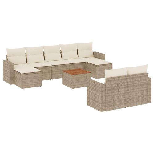 Sofasæt til haven 10 dele med hynder polyrattan beige