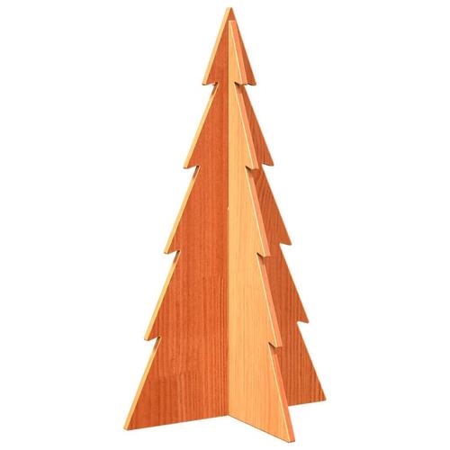 Dekorativt juletræ 80 cm massivt fyrretræ gyldenbrun