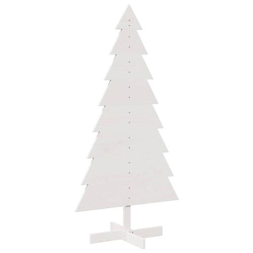 Dekorativt juletræ til pynt 150 cm massivt fyrretræ hvid