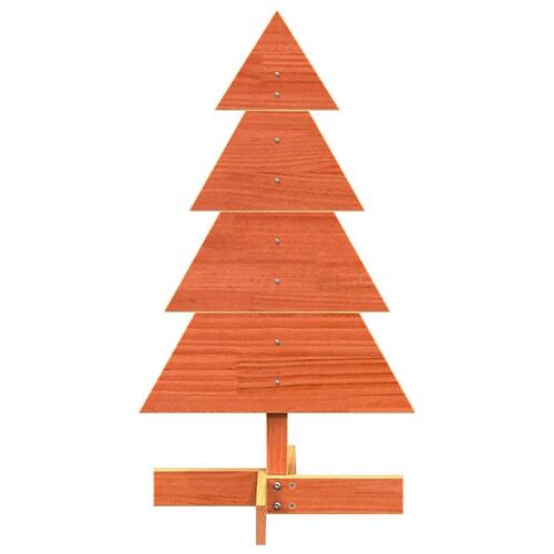 Dekorativt juletræ 80 cm massivt fyrretræ gyldenbrun